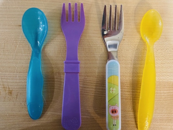 Fun Purple Children's Utensils Spoon + Fork Set